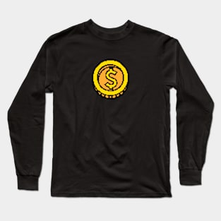 Gold Coin Pixel Art Long Sleeve T-Shirt